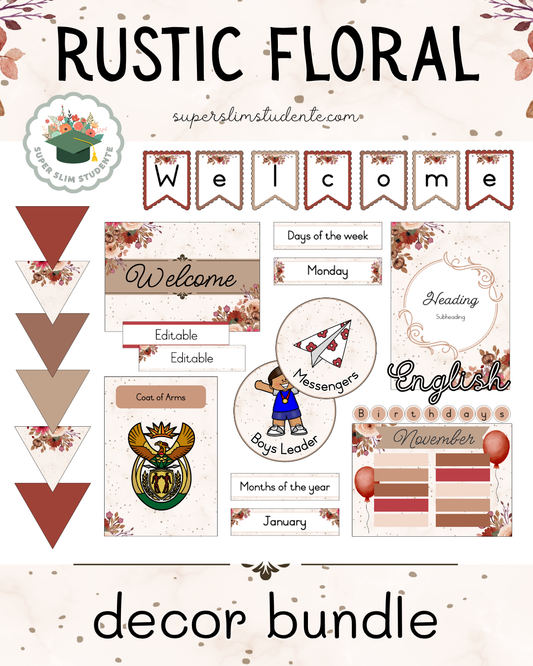 Rustic Floral Theme / Decor Bundle [Choose Language]
