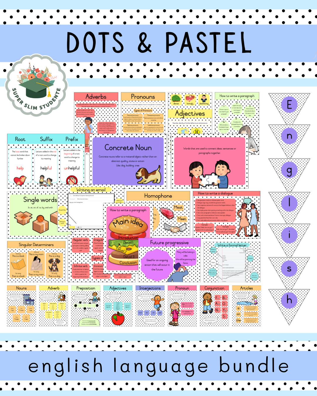 Dots & Pastel Theme / English Language Bundle
