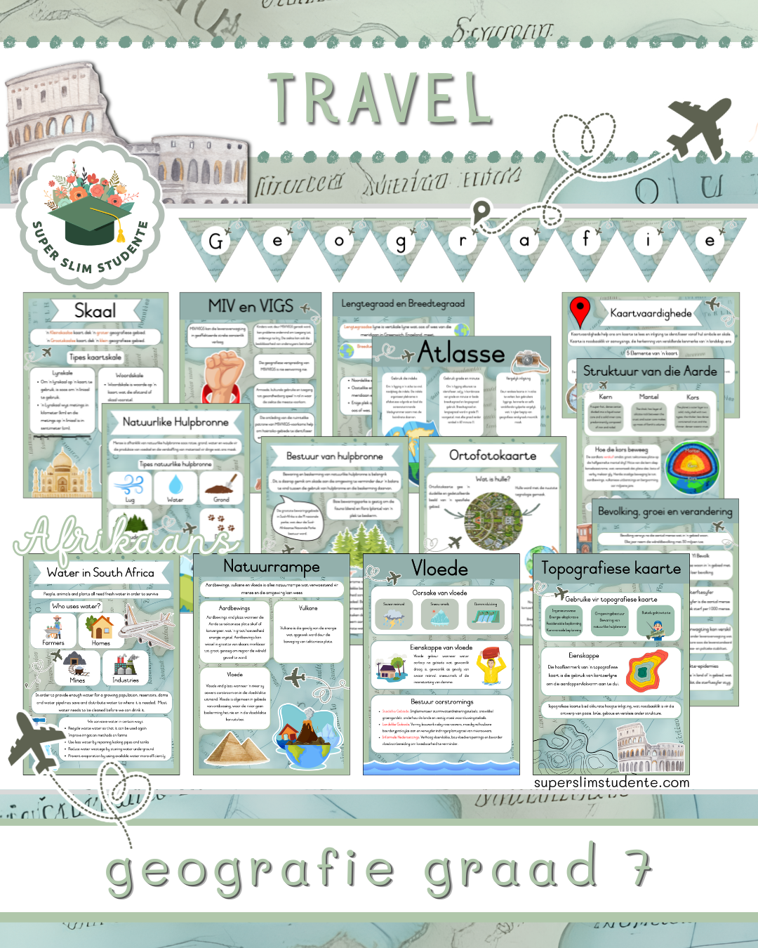 Travel Theme / Geography Grade 7 Bundle [Choose Language]