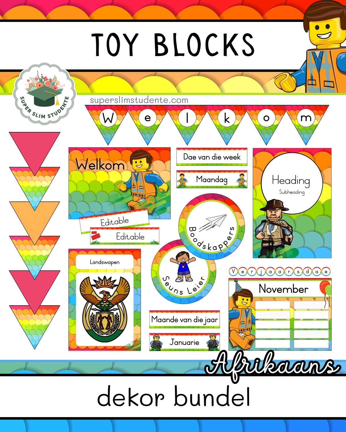 Toy Blocks Theme / Decor Bundle [Choose Language]
