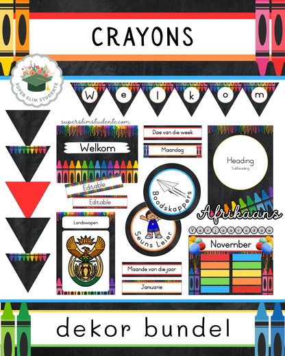 Crayons Theme / Decor Bundle [Choose Language]