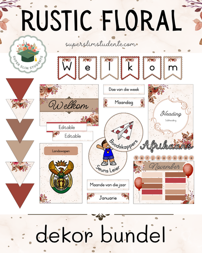 Rustic Floral Theme / Decor Bundle [Choose Language]