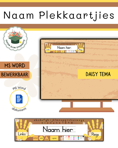 Editable Name Placecards / Daisies Theme [Choose Language]