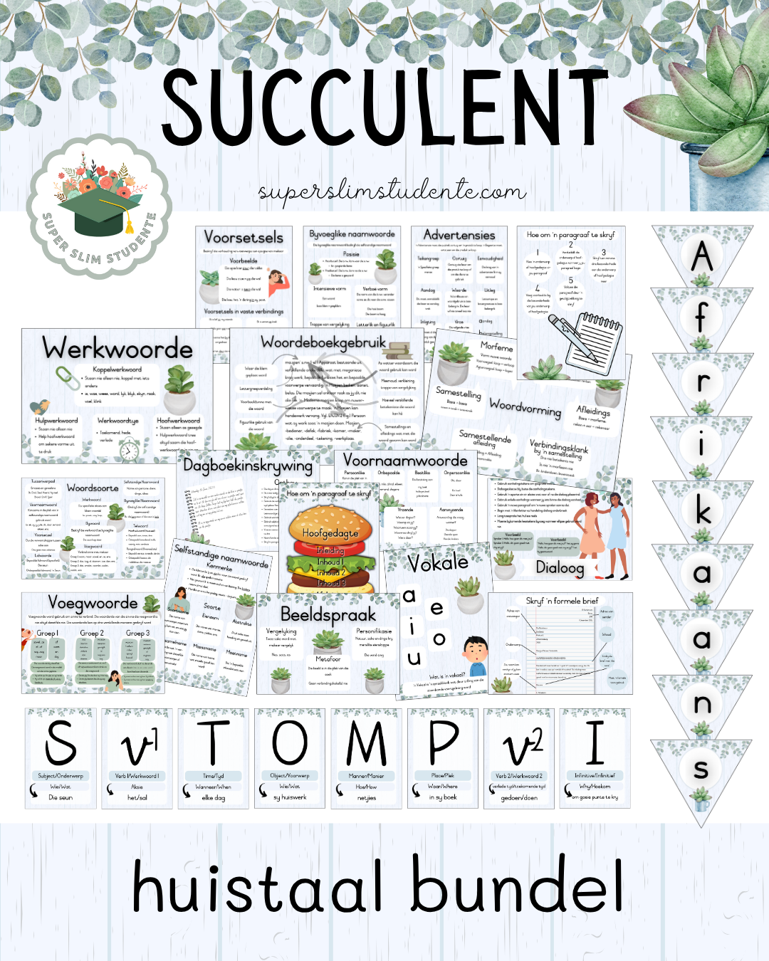 Succulent Theme / Afrikaans Huistaal Bundel