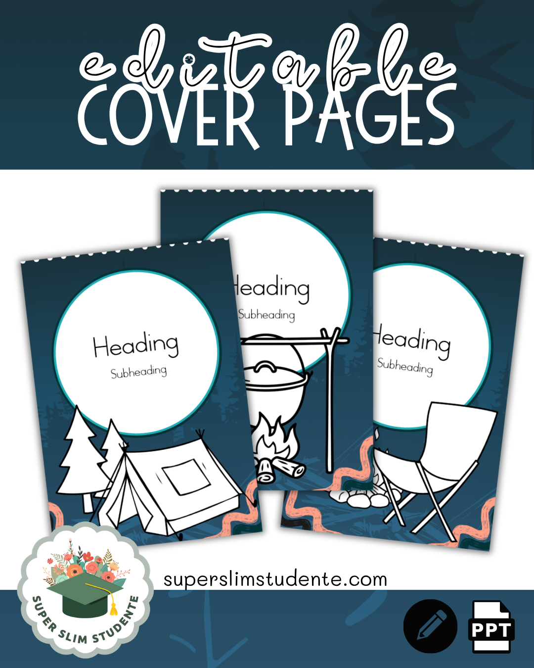 Editable Cover Pages / Camping Theme