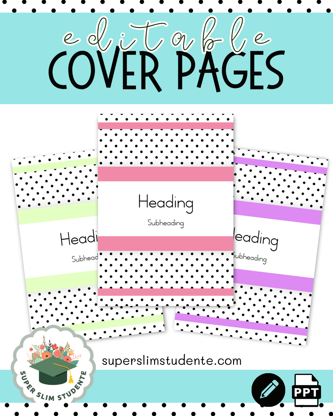 Editable Cover Pages / Dots & Pastel Theme