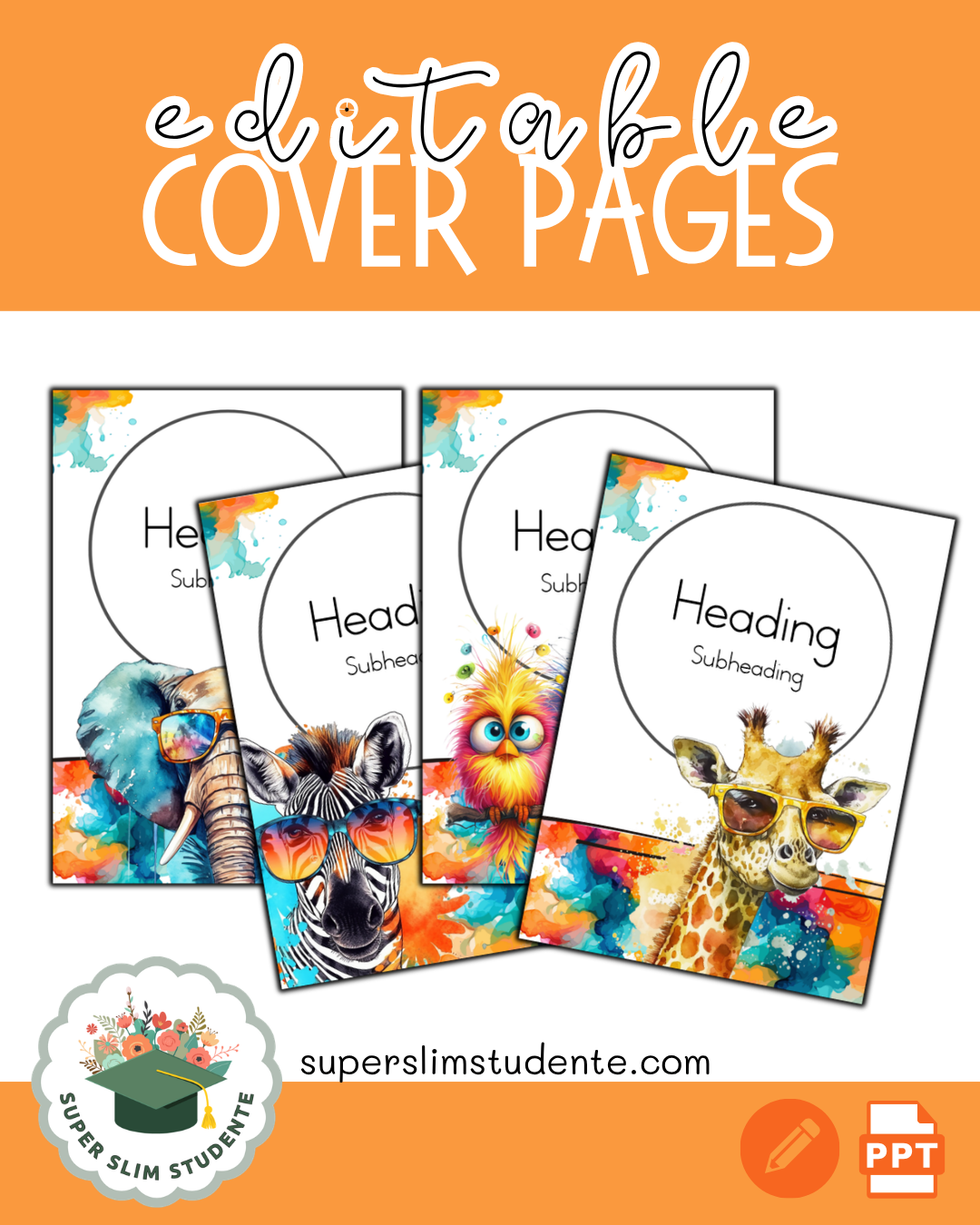 Editable Cover Pages / Bright Animals Theme