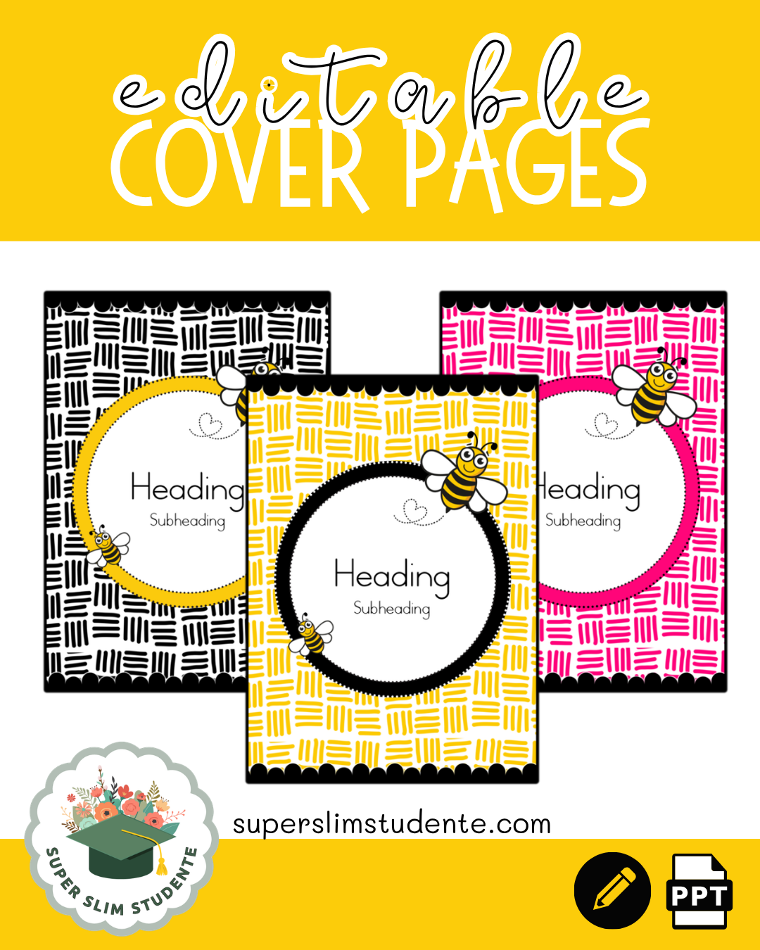 Editable Cover Pages / Busy Bees Theme
