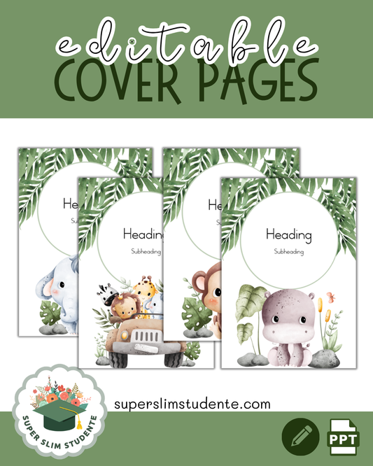 Editable Cover Pages / Cute Safari Theme