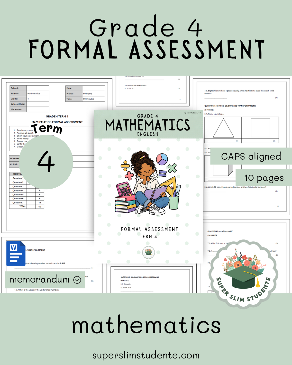 Grade 4: Mathematics Formal Assessment [Term 4]