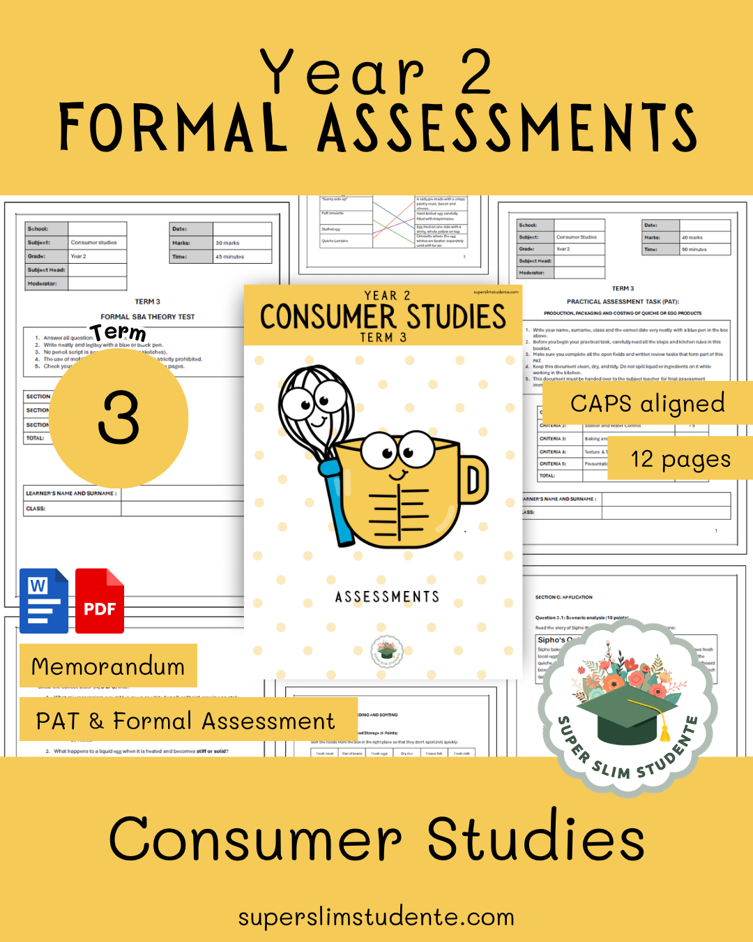 Year 2: Consumer Studies Formal Assessments [Term 3]
