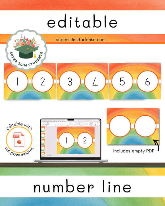 Editable Number Line [Rainbow Theme]