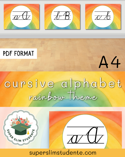 Cursive Alphabet [Rainbow Theme]