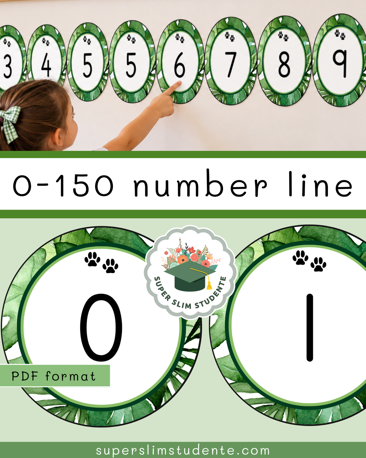 150 Number Line Circles / Safari Theme