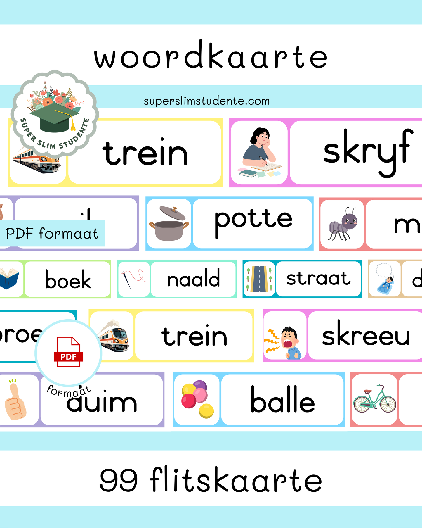 99 Woordkaarte Flitskaarte