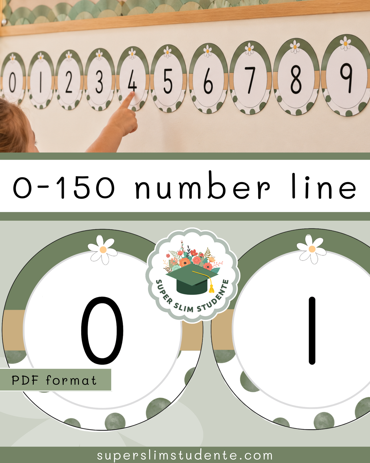 150 Number Line Circles / Daisy Chic Theme