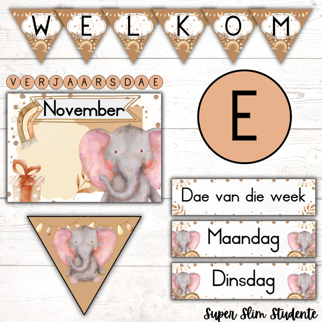 Boho Elephant Classroom Theme Version 1 (Foundation Phase)