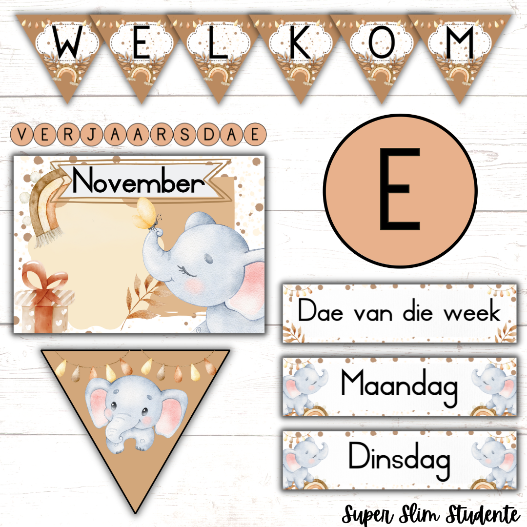 Boho Elephant Classroom Theme Version 2 (Foundation Phase)