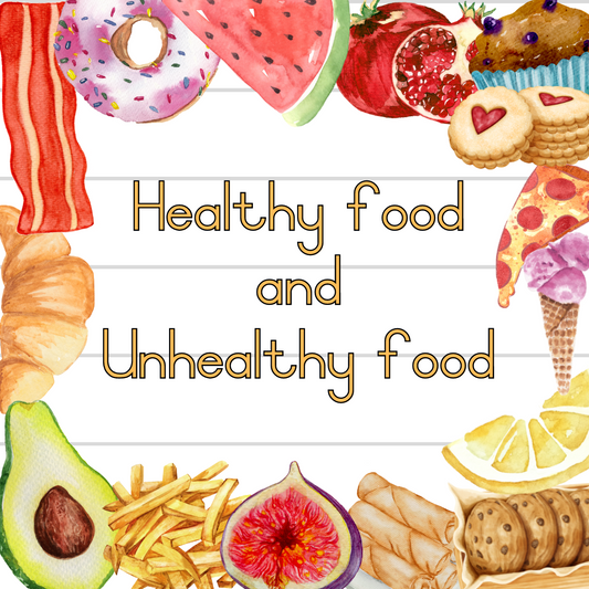 Healthy and unhealthy food theme posters