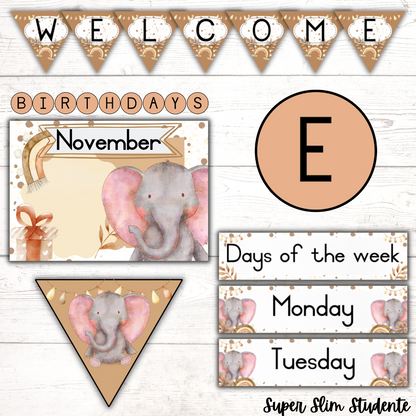 Boho Elephant Classroom Theme Version 1 (Foundation Phase)