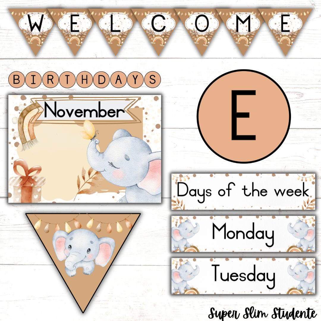 Boho Elephant Classroom Theme Version 2 (Foundation Phase)