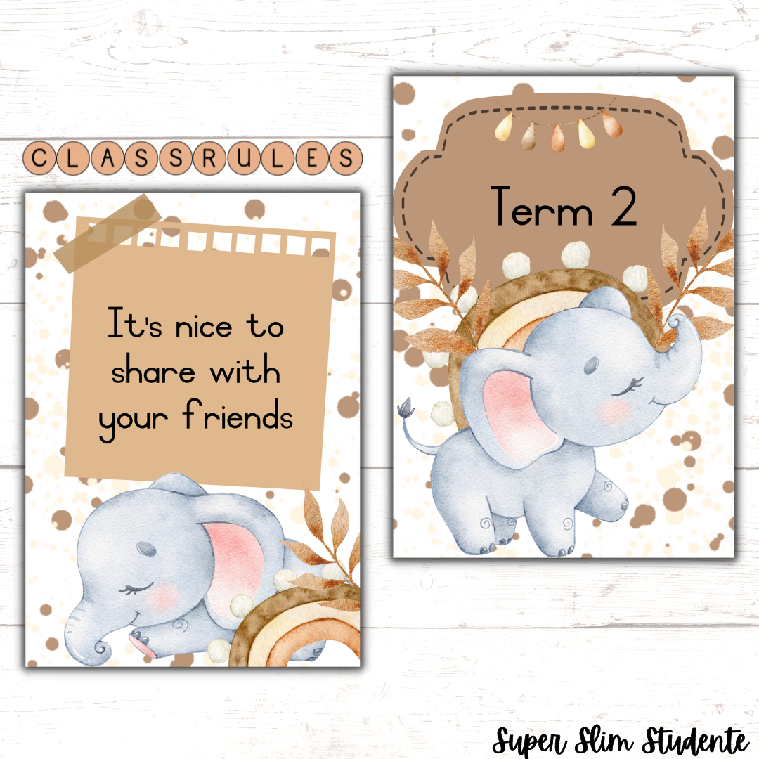 Boho Elephant Classroom Theme Version 2 (Foundation Phase)