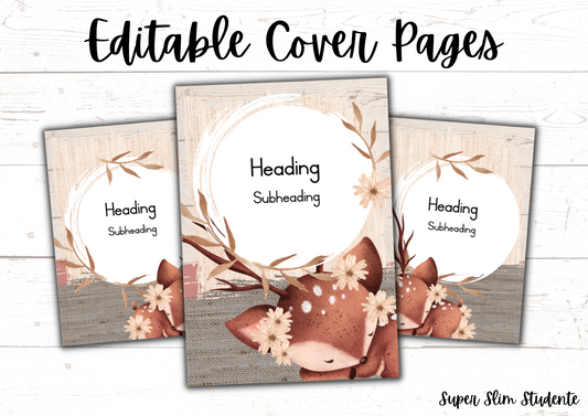 Editable Cover Pages (Neutral Deer)